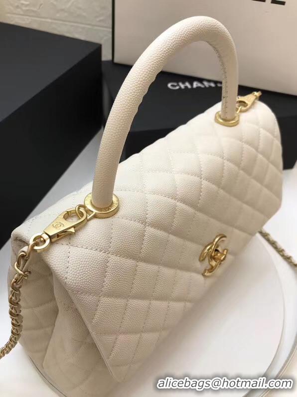 Unique Style Chanel flap bag with top handle A92991 White