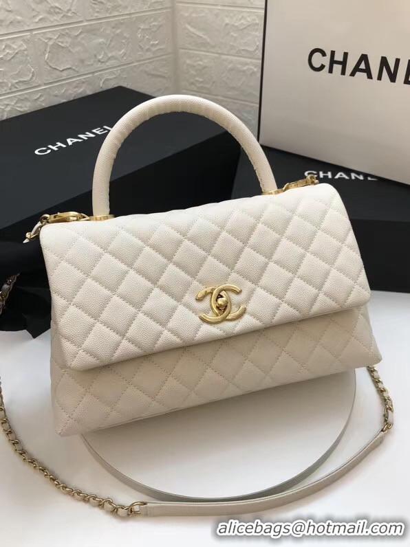 Unique Style Chanel flap bag with top handle A92991 White