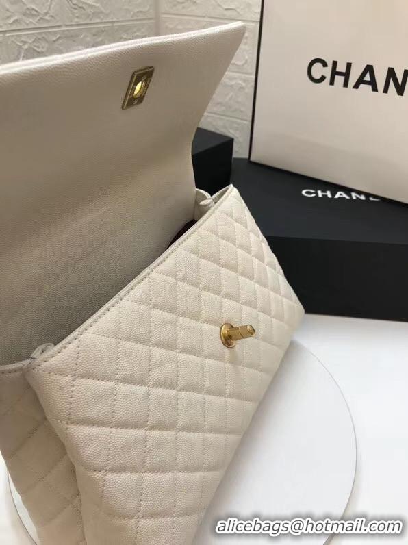 Best Grade Chanel flap bag with red top handle A92991 White