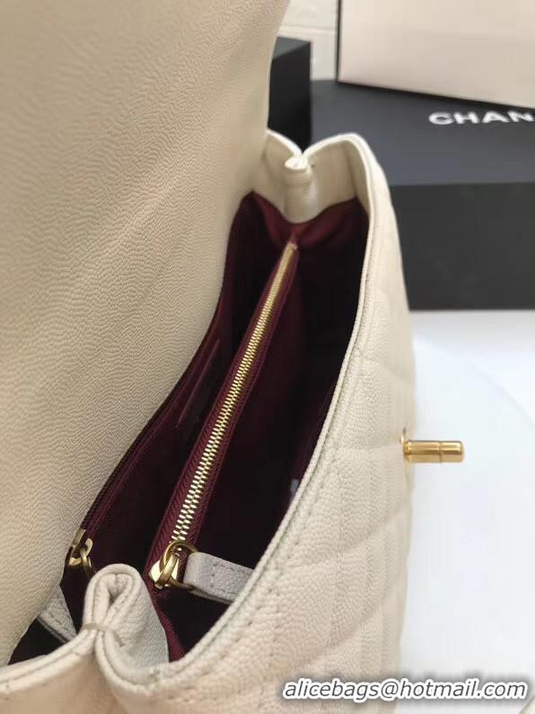 Best Grade Chanel flap bag with red top handle A92991 White