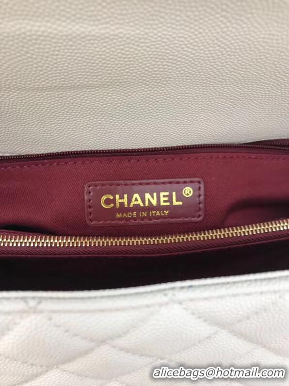 Best Grade Chanel flap bag with red top handle A92991 White