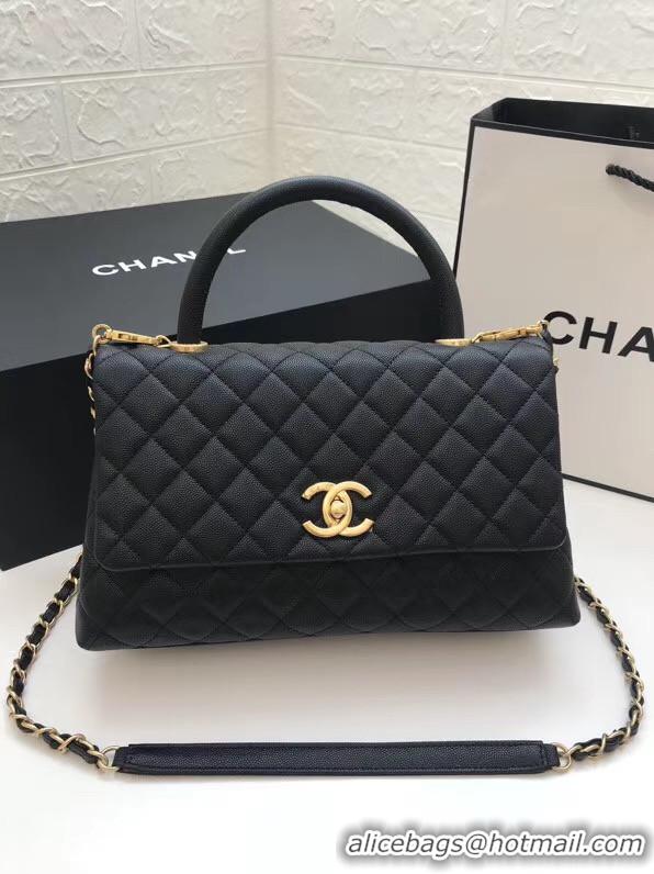 Grade Promotional Chanel flap bag with top handle A92991 black