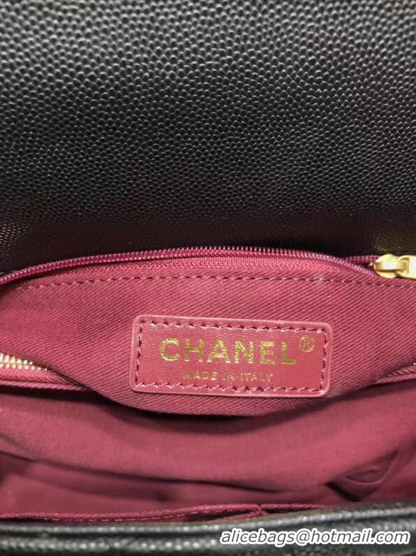 New Fashion Chanel flap bag with red top handle A92991 black