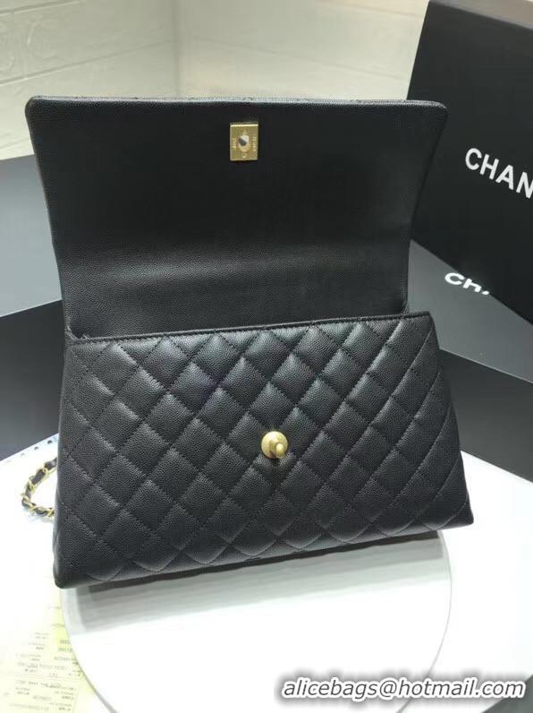 New Fashion Chanel flap bag with red top handle A92991 black