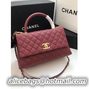 Hot Style Chanel flap bag with top handle A92991 Burgundy