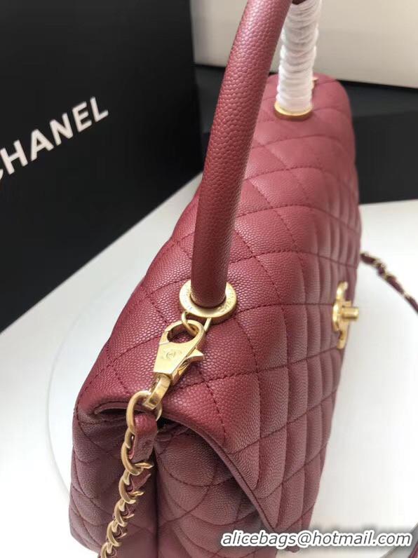 Hot Style Chanel flap bag with top handle A92991 Burgundy