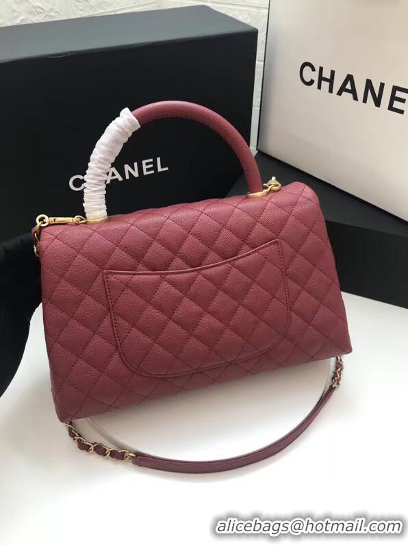 Hot Style Chanel flap bag with top handle A92991 Burgundy