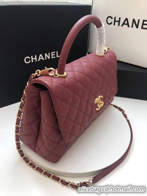 Hot Style Chanel flap bag with top handle A92991 Burgundy