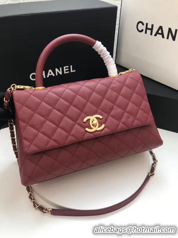 Hot Style Chanel flap bag with top handle A92991 Burgundy