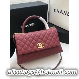 Stylish Promotional Chanel flap bag with Burgundy top handle A92991 Burgundy