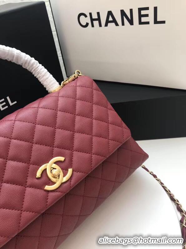 Stylish Promotional Chanel flap bag with Burgundy top handle A92991 Burgundy