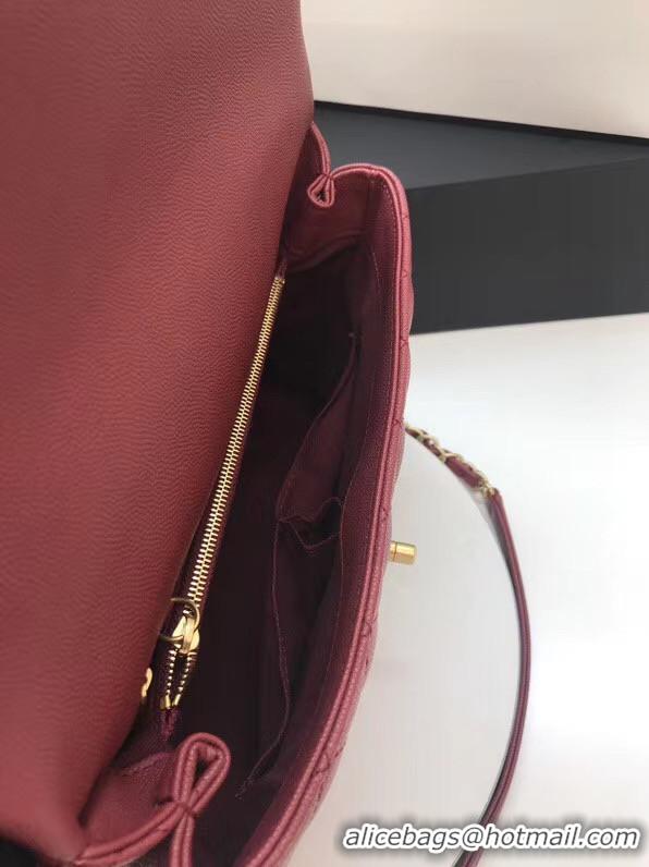 Stylish Promotional Chanel flap bag with Burgundy top handle A92991 Burgundy