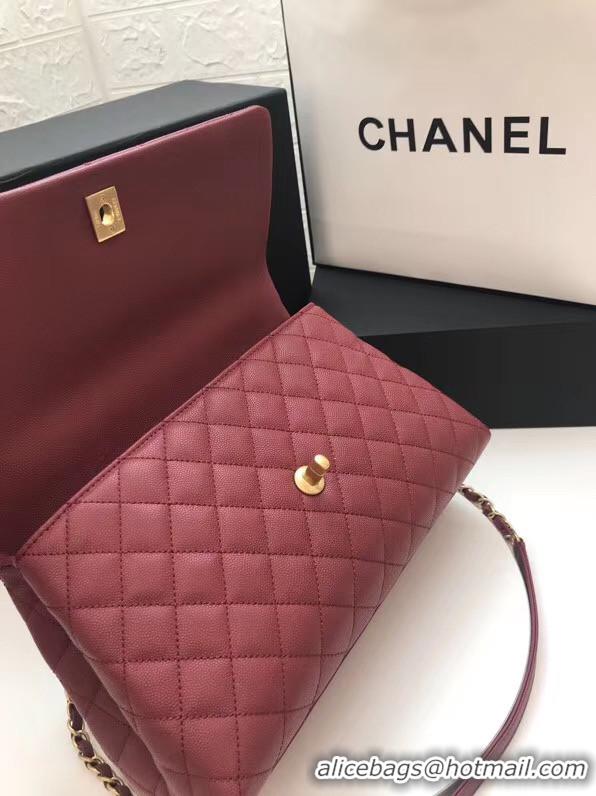 Stylish Promotional Chanel flap bag with Burgundy top handle A92991 Burgundy