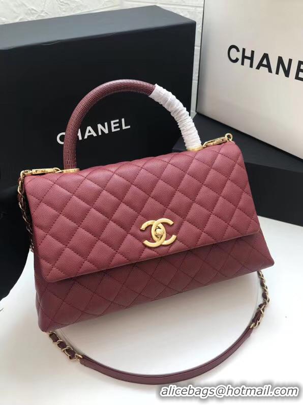 Stylish Promotional Chanel flap bag with Burgundy top handle A92991 Burgundy