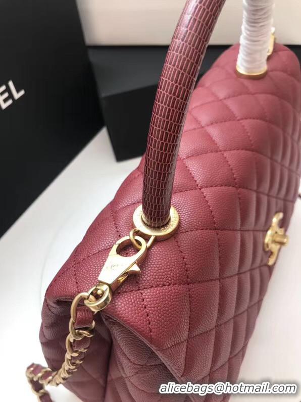 Stylish Promotional Chanel flap bag with Burgundy top handle A92991 Burgundy