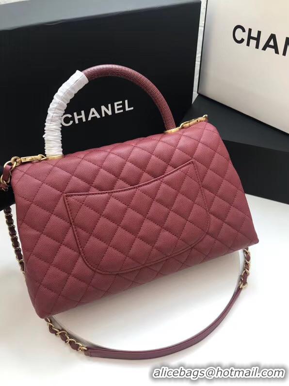 Stylish Promotional Chanel flap bag with Burgundy top handle A92991 Burgundy