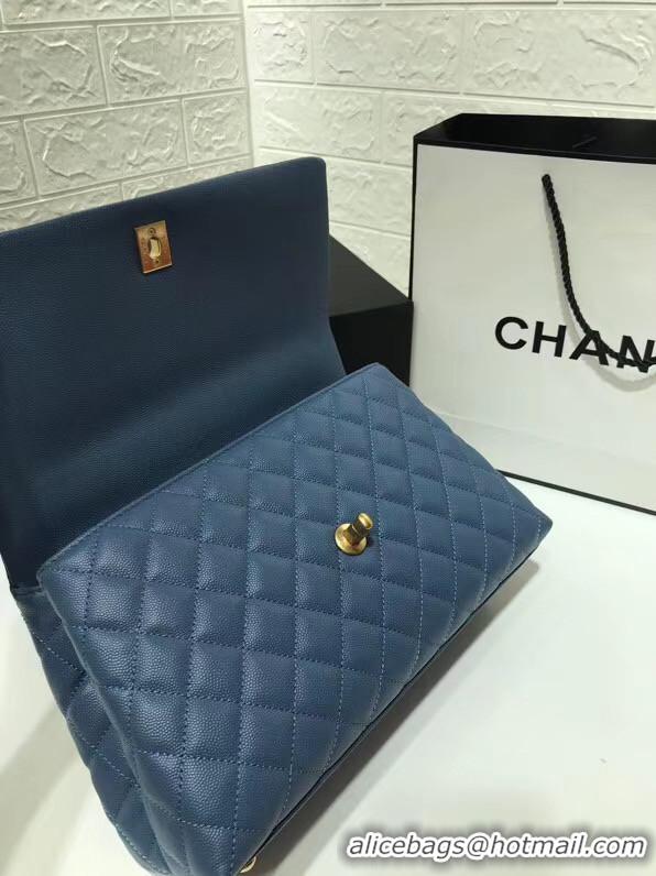 Good Product Chanel flap bag with top handle A92991 Blue