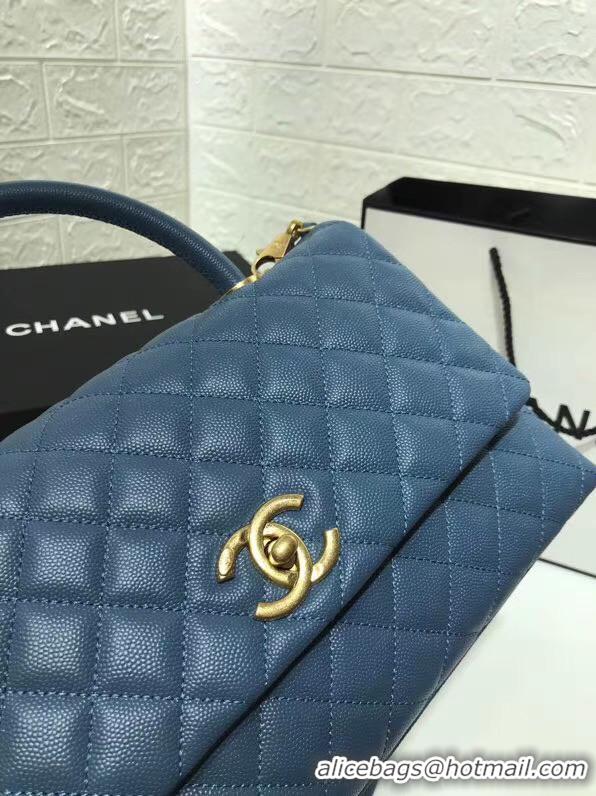 Good Product Chanel flap bag with top handle A92991 Blue