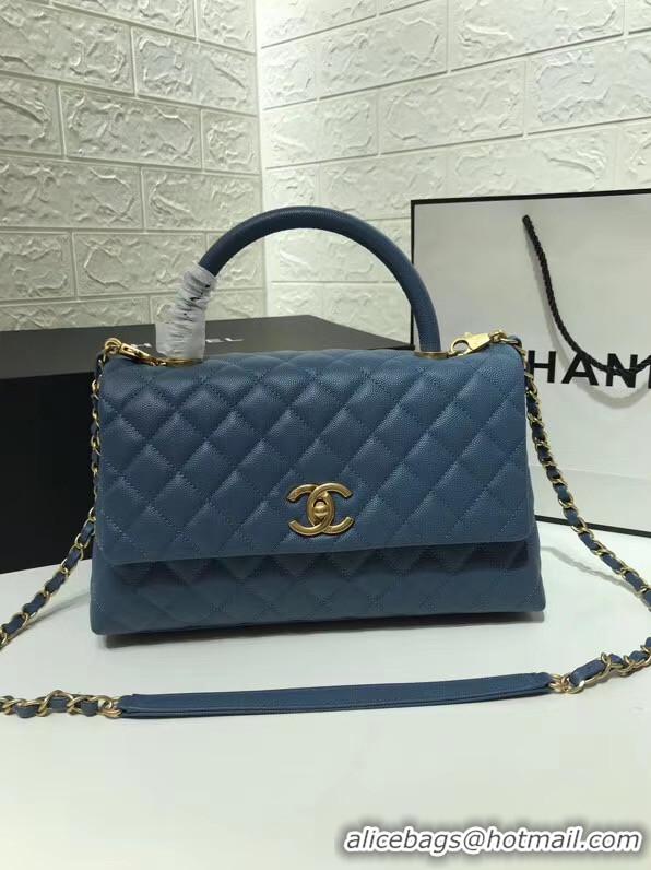 Good Product Chanel flap bag with top handle A92991 Blue