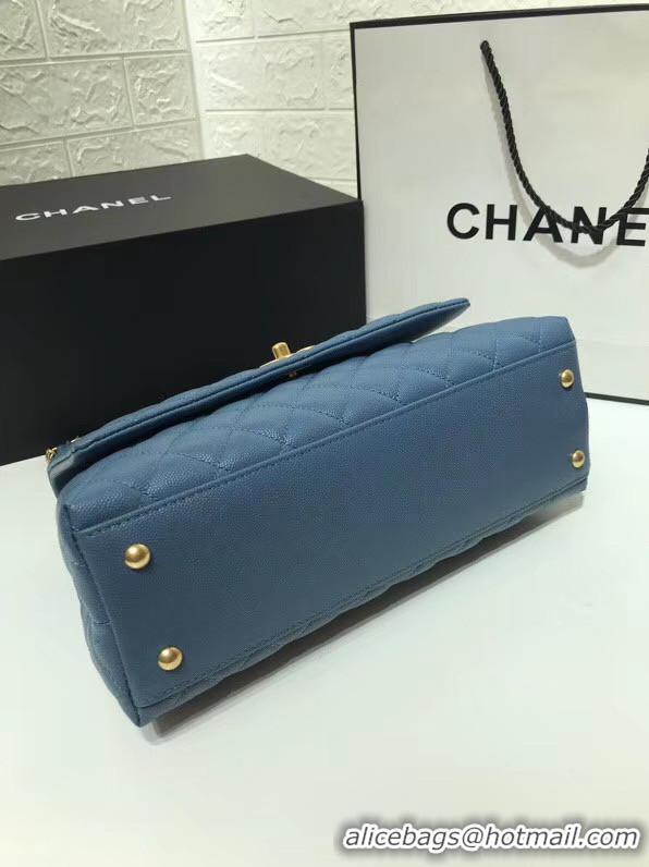 Good Product Chanel flap bag with top handle A92991 Blue