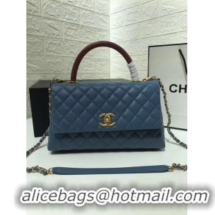 Promotional Chanel flap bag with Burgundy top handle A92991 Blue