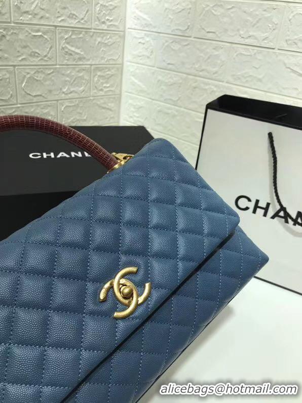 Promotional Chanel flap bag with Burgundy top handle A92991 Blue