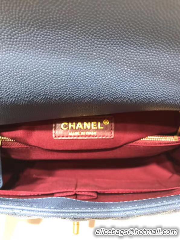 Promotional Chanel flap bag with Burgundy top handle A92991 Blue