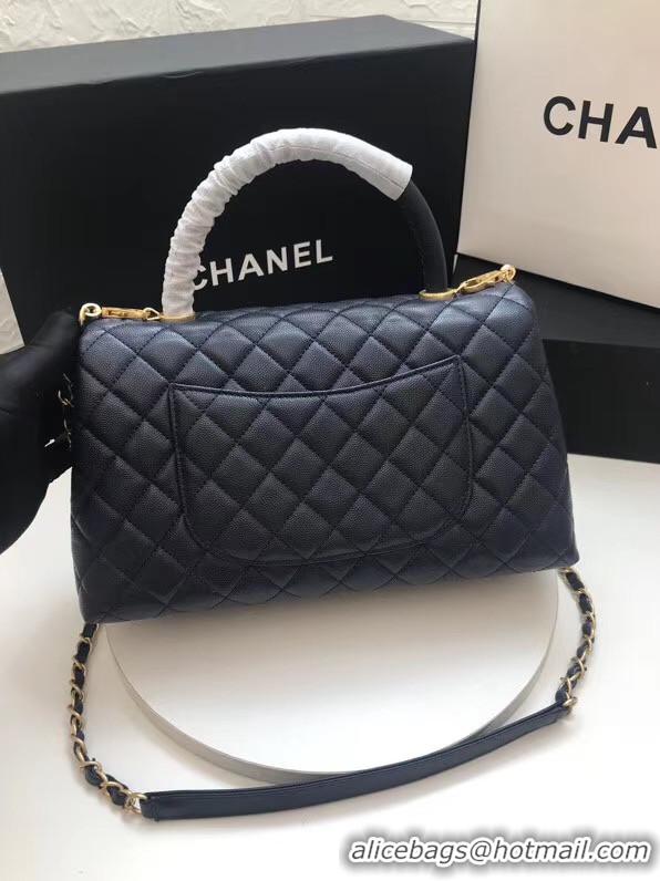 Top Quality Chanel flap bag with top handle A92991 dark Blue