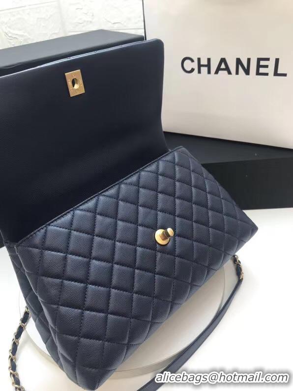 Top Quality Chanel flap bag with top handle A92991 dark Blue