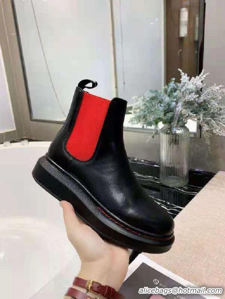 New Discount Alexander McQueen Contrast Panel Chelsea Boots AM156 Black/Red