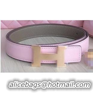 Top Quality Hermes Togo Leather Belt H Buckle H2468 Pink