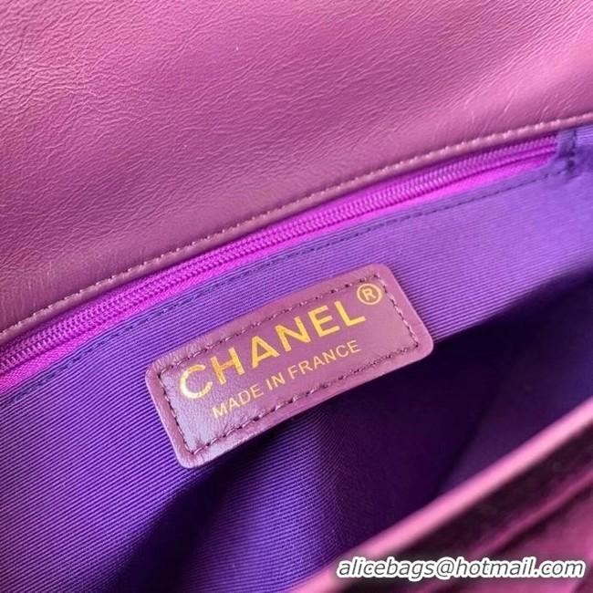 Cheap Price Chanel flap bag velvet & Gold-Tone Metal AS2222 deep purple