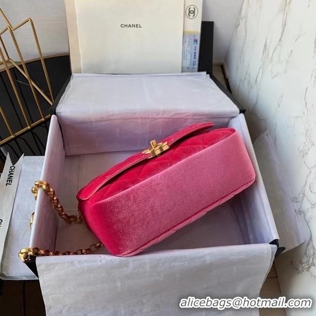 Classic Specials Chanel flap bag velvet & Gold-Tone Metal AS2222 Coral