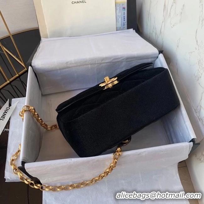 Low Cost Chanel flap bag velvet & Gold-Tone Metal AS2222 black