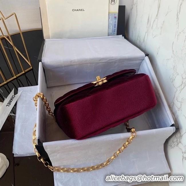 Buy Classic Chanel flap bag velvet & Gold-Tone Metal AS2222 Burgundy