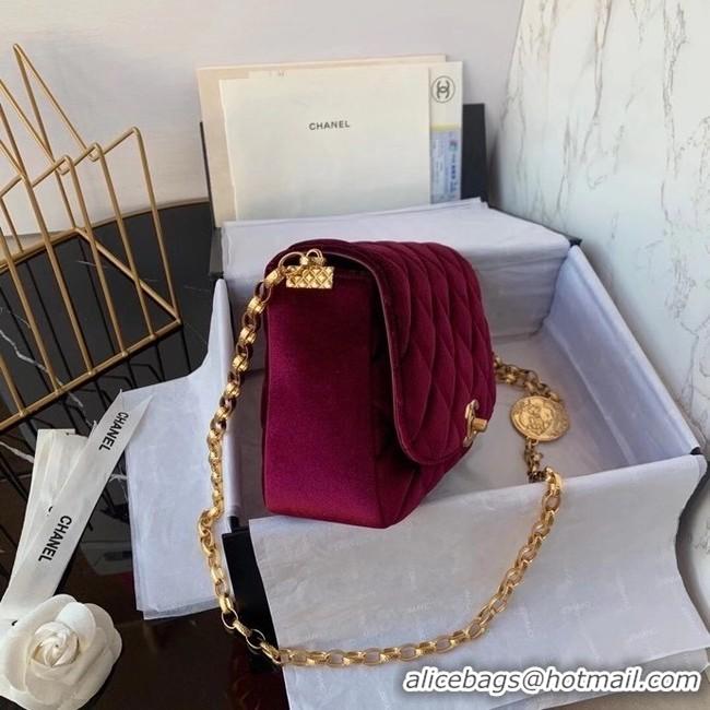 Buy Classic Chanel flap bag velvet & Gold-Tone Metal AS2222 Burgundy