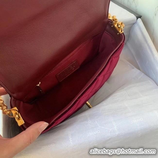 Buy Classic Chanel flap bag velvet & Gold-Tone Metal AS2222 Burgundy