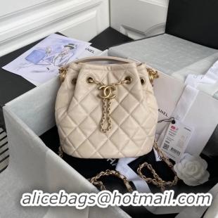 Grade Promotional Chanel Drawstring Sheepskin bag AS2057 Beige