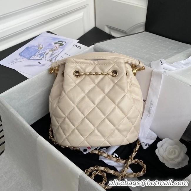 Grade Promotional Chanel Drawstring Sheepskin bag AS2057 Beige