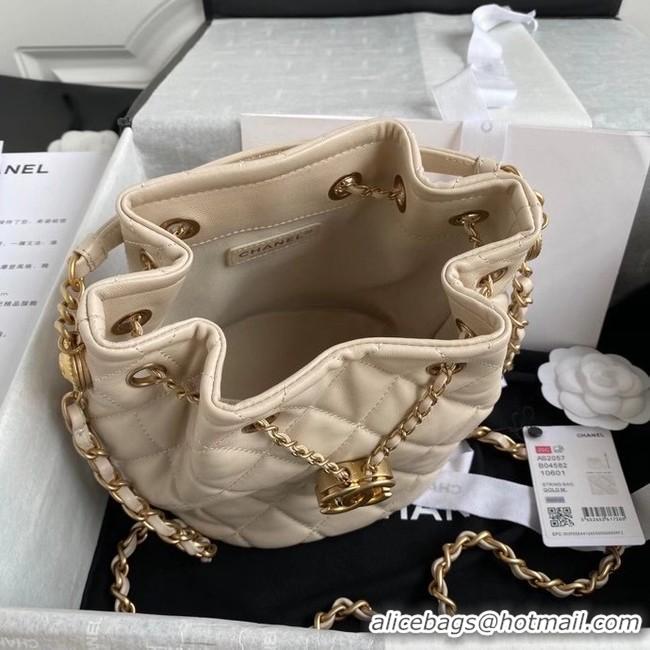 Grade Promotional Chanel Drawstring Sheepskin bag AS2057 Beige