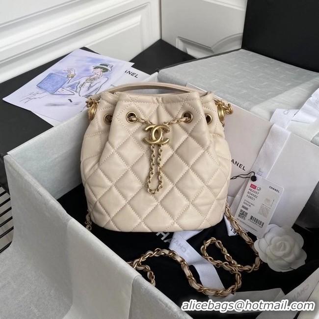 Grade Promotional Chanel Drawstring Sheepskin bag AS2057 Beige