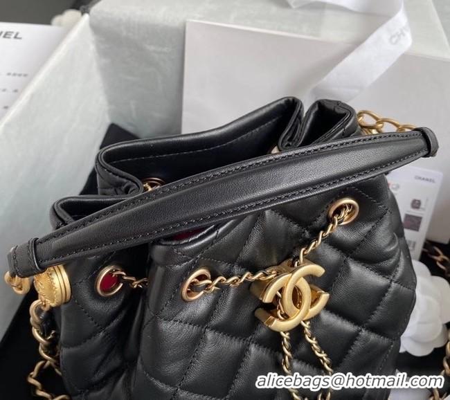 Famous Brand Chanel Drawstring Sheepskin bag AS2057 black