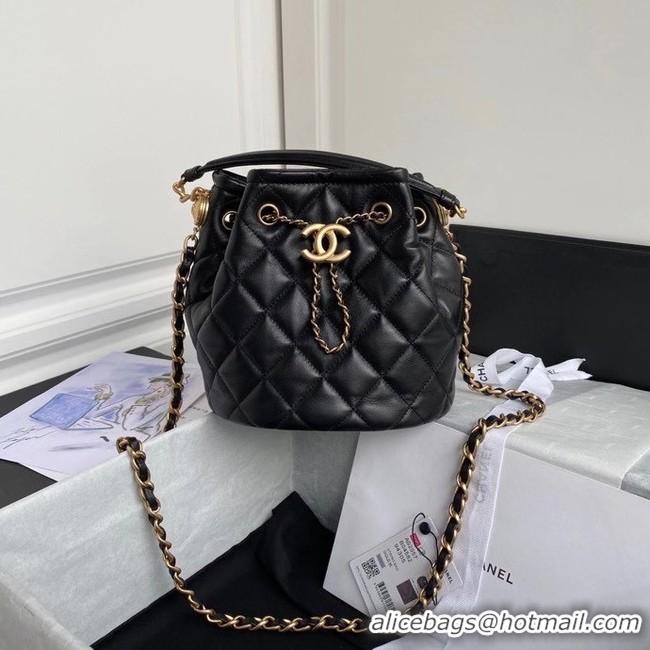 Famous Brand Chanel Drawstring Sheepskin bag AS2057 black