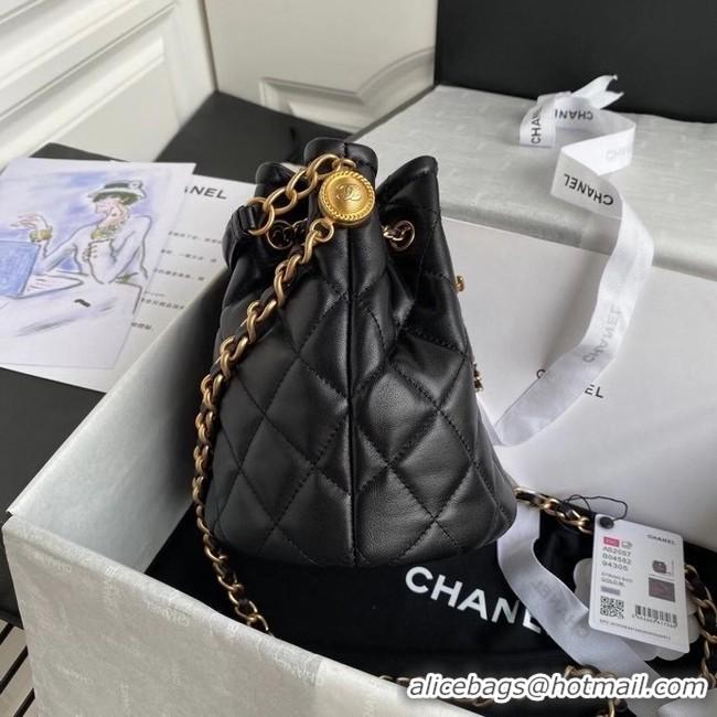 Famous Brand Chanel Drawstring Sheepskin bag AS2057 black