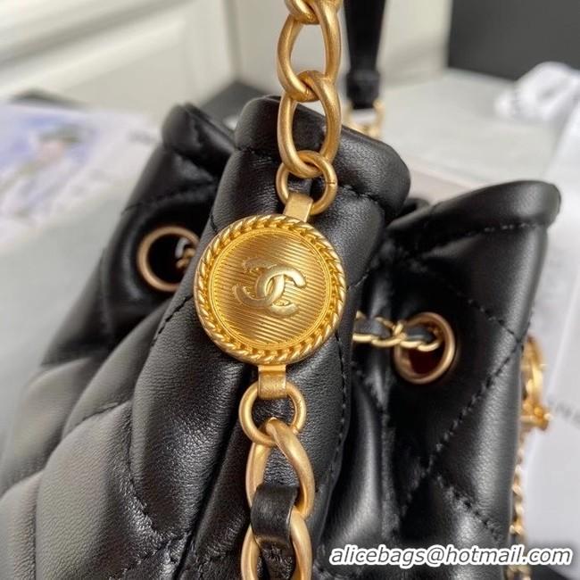 Famous Brand Chanel Drawstring Sheepskin bag AS2057 black