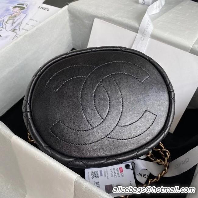 Famous Brand Chanel Drawstring Sheepskin bag AS2057 black