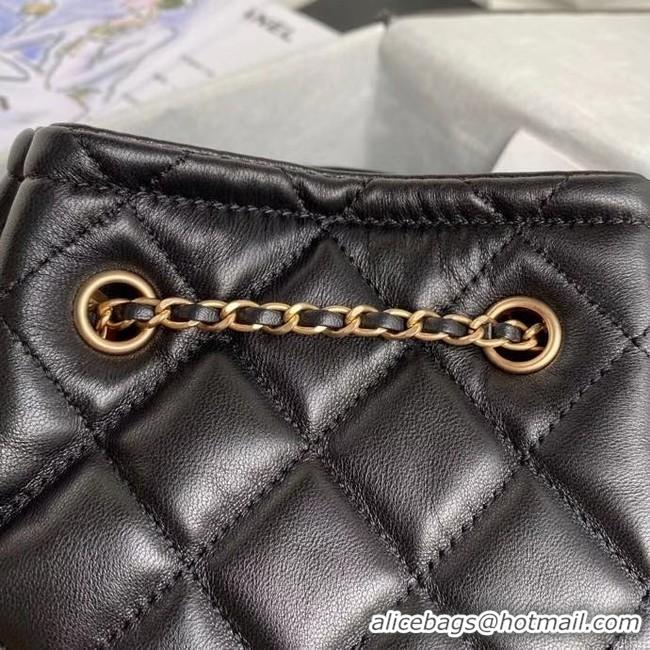 Famous Brand Chanel Drawstring Sheepskin bag AS2057 black