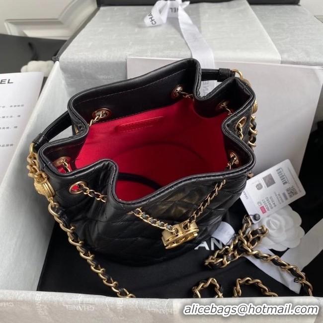 Famous Brand Chanel Drawstring Sheepskin bag AS2057 black