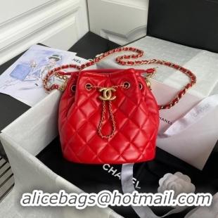 Promotional Discount Chanel Drawstring Sheepskin bag AS2057 red