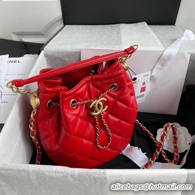 Promotional Discount Chanel Drawstring Sheepskin bag AS2057 red